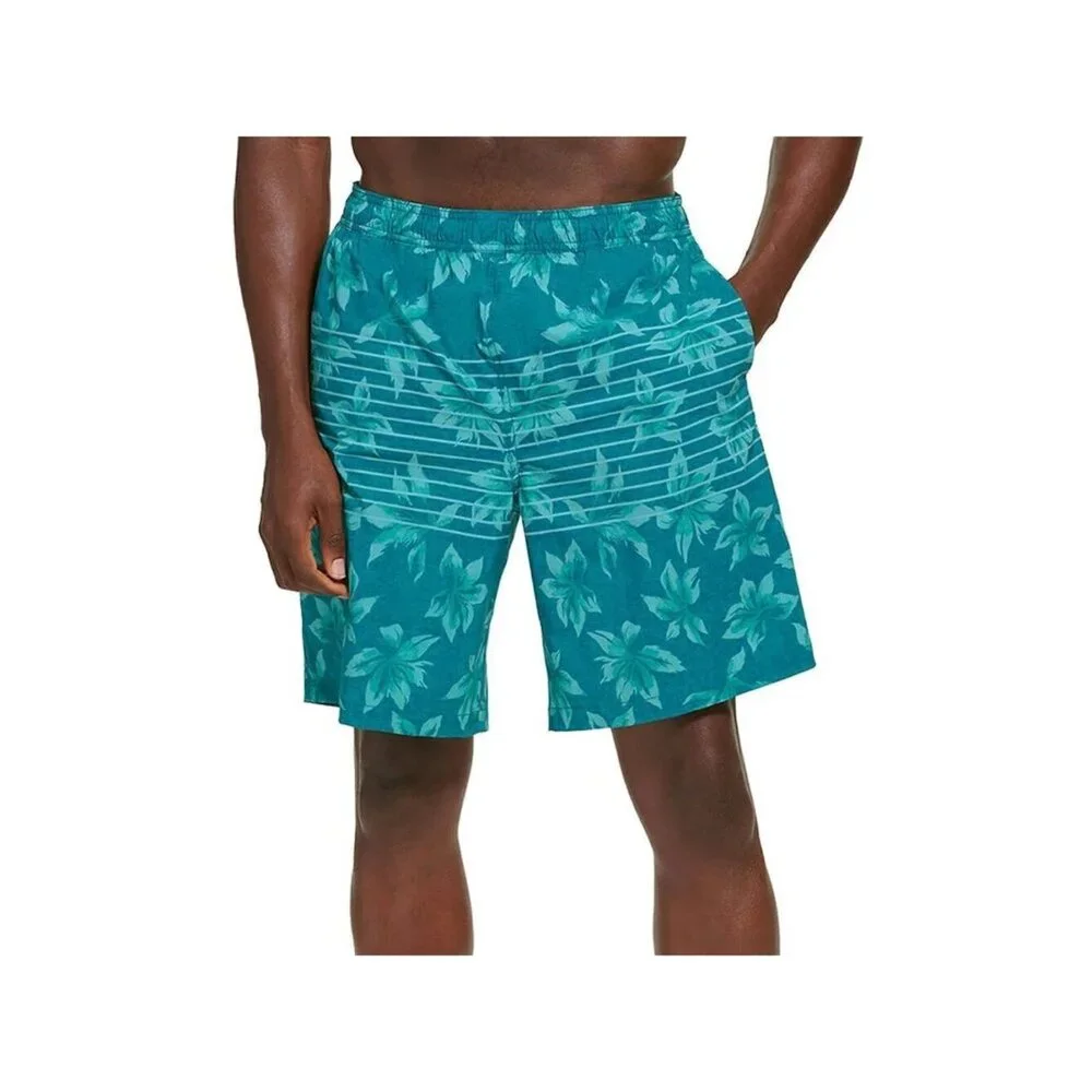 NWT Kirkland Signature Men's XXL Swim Shorts Teal Floral Print